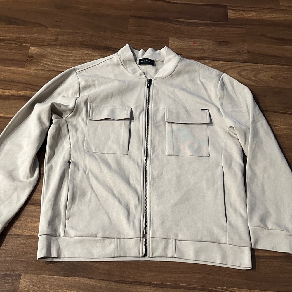 Elie Tahari Cream Zip-Up Bomber Jacket